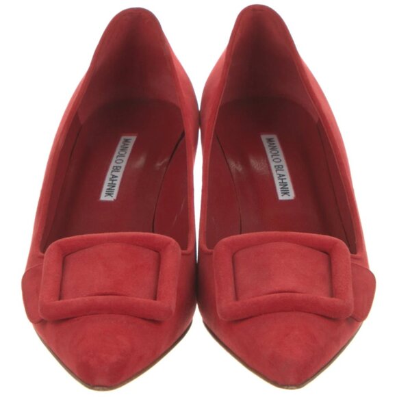 Like New Manolo Blahnik Maysale Suede Buckle Pumps - Picture 1 of 4